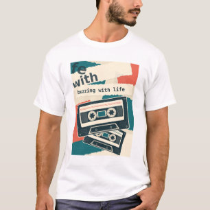 Retro Cassette Buzzing with Life Graphic T-Shirt
