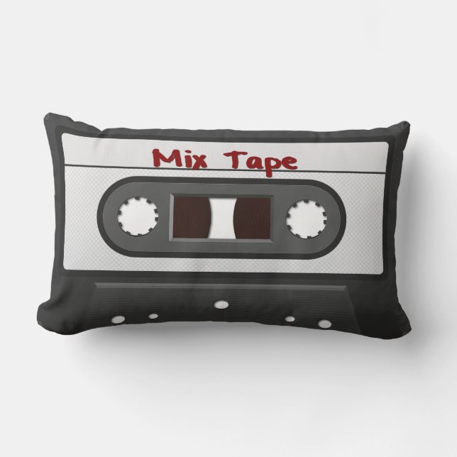 Retro Cassette Mix Tape Throw Pillow (Front)