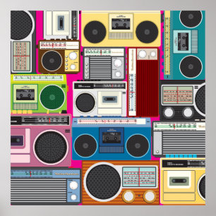 Retro cassette player poster