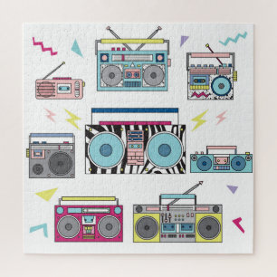 Retro Cassette Players: 80s Vintage Art Jigsaw Puzzle