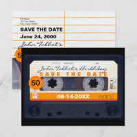 Retro Cassette tape 50th birthday Save the date P2