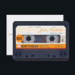 Retro Cassette tape 60th birthday Party Invitation<br><div class="desc">Old cassette tape or audio cassette to personalise with your name and date. Design on flat rounded card invitation with texts for 60th birthday party to customise. You can easily change text(font, colour, size and position)by clicking the customise button. Matching birthday save the date (magnet, postcard), guest book (hard cover),...</div>