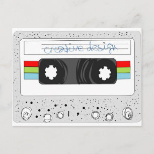 Retro cassette tape 80s style postcard