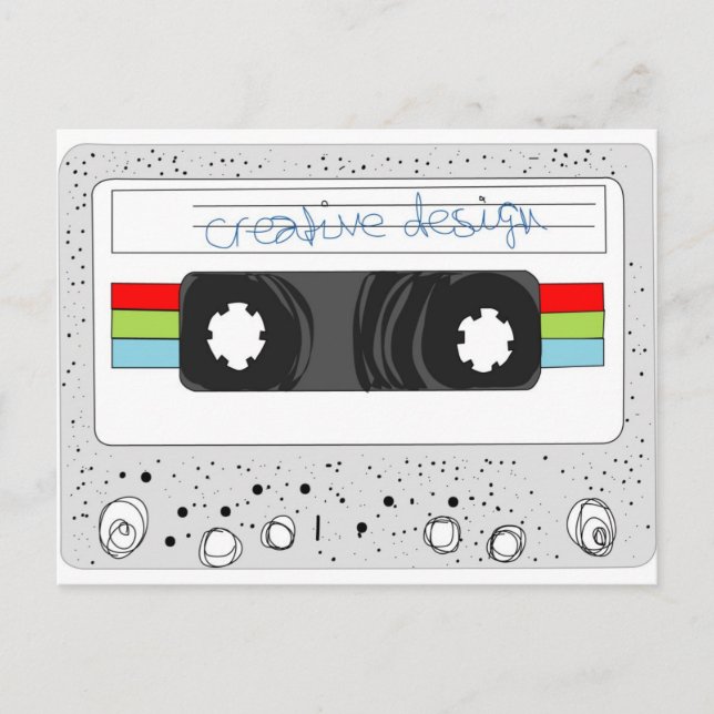 Retro cassette tape 80s style postcard (Front)