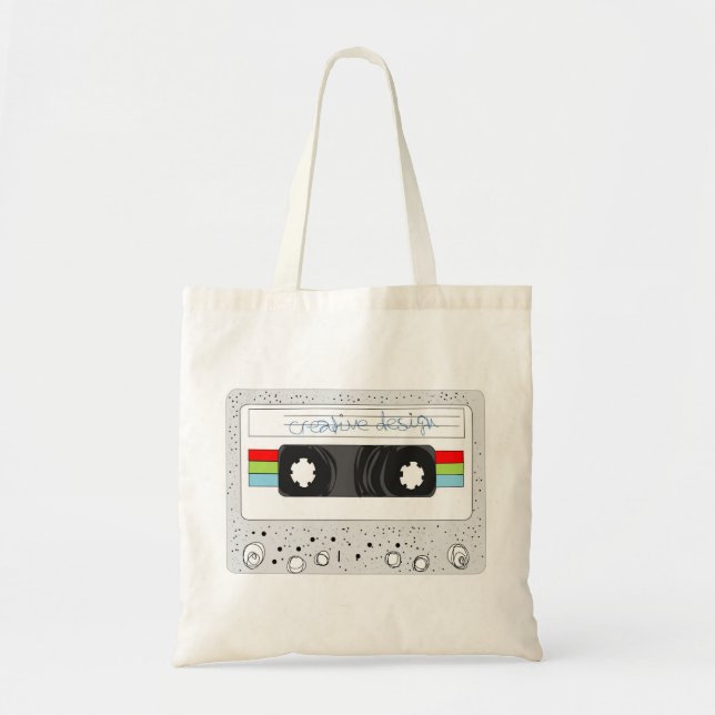 Retro cassette tape 80s style tote bag (Front)