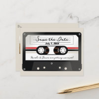 Retro Cassette Tape Beige Grey 90's Save the Date