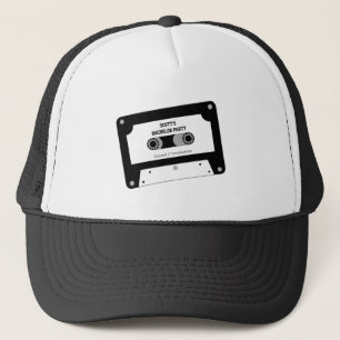 Retro Cassette Tape Black And White Bachelor Party Trucker Hat