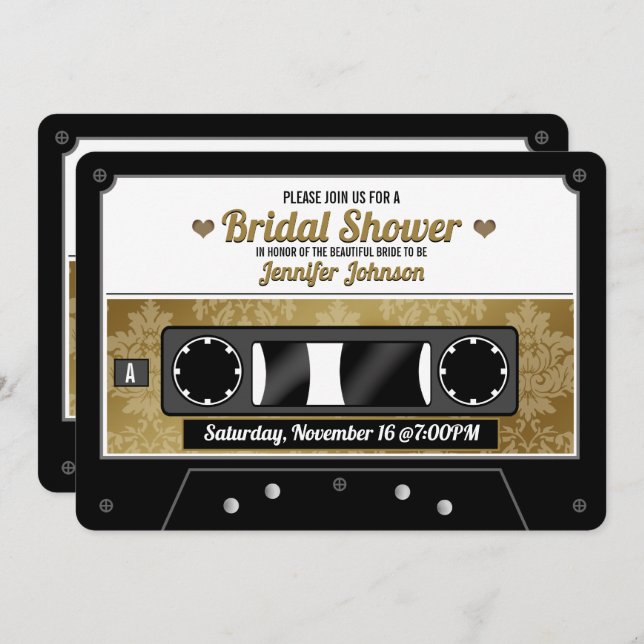 Retro Cassette Tape Bridal Shower Invitation (Front/Back)