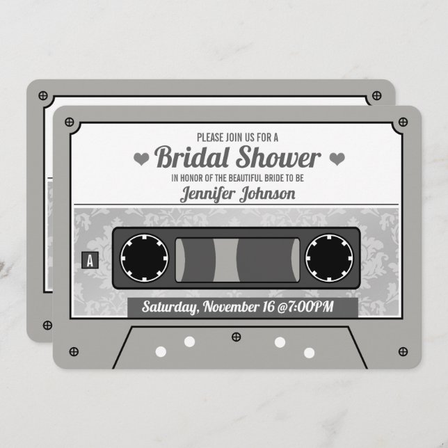 Retro Cassette Tape Bridal Shower Invitation (Front/Back)