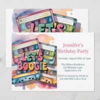 Retro Cassette Tape Let’s Boogie Adult Birthday 