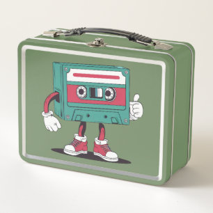 Retro cassette tape. metal lunch box
