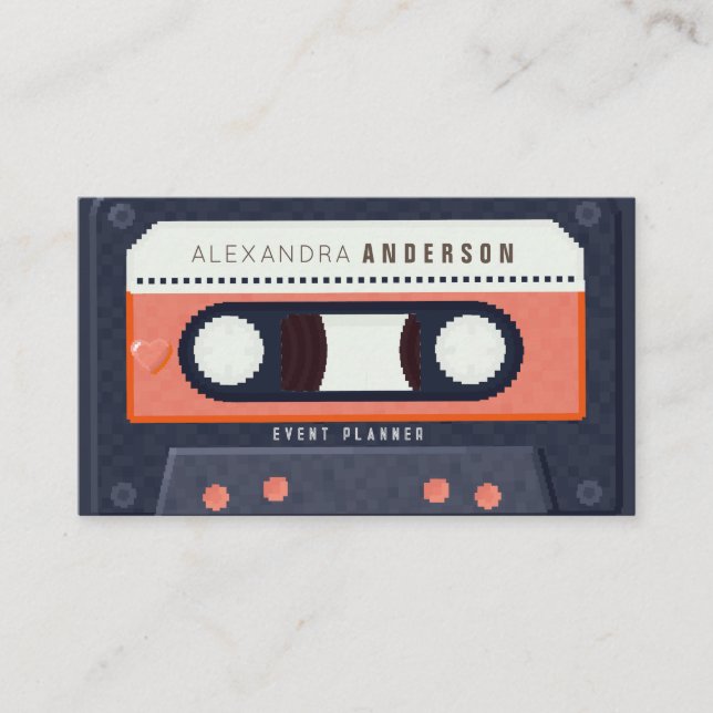 Retro Cassette Tape Music Red Business Card (Front)