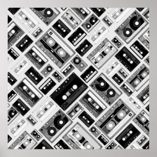 Retro cassette tape pattern poster