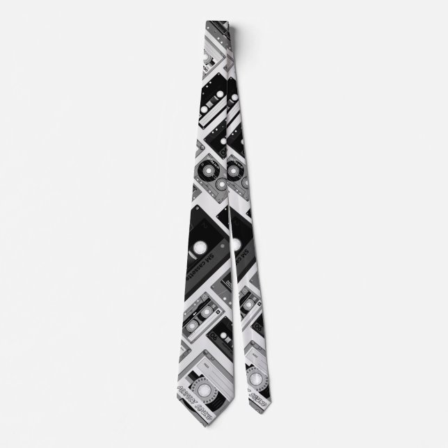 Retro cassette tape pattern tie (Front)