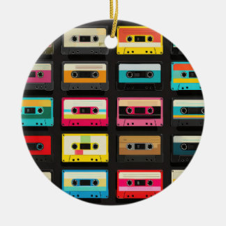 Retro Cassette Tape Pattern – Vintage Music Ceramic Ornament