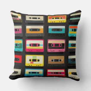 Retro Cassette Tape Pattern – Vintage Music Cushion