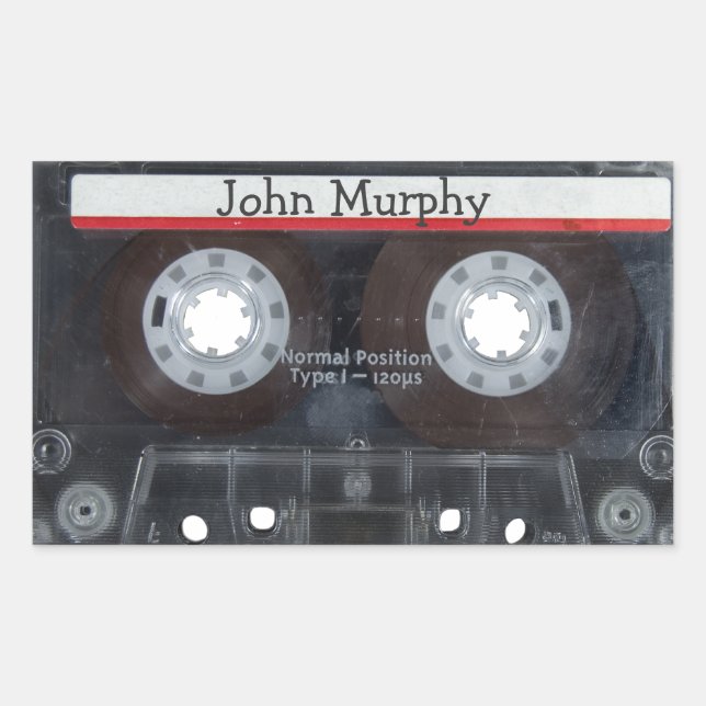 Retro Cassette Tape Rectangular Sticker (Front)