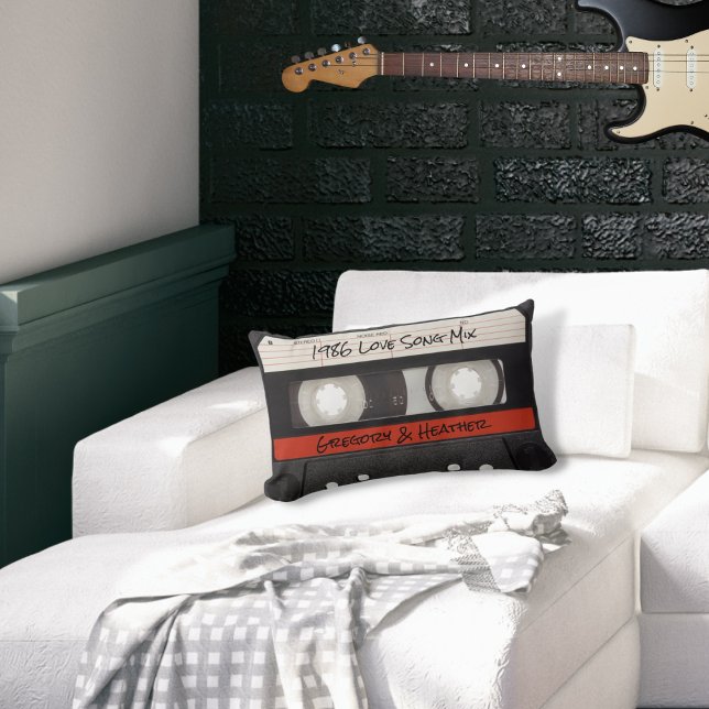 Retro Cassette Tape Red Black Throw Pillow (Creator Uploaded)