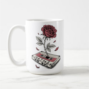 Retro Cassette Tape Rose Personalised Name Coffee Mug