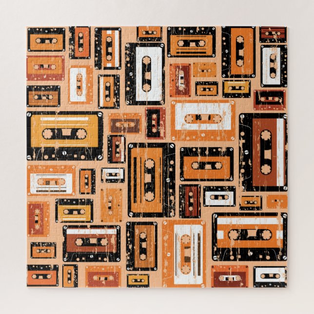 Retro Cassette Tape Seamless Pattern Jigsaw Puzzle (Vertical)