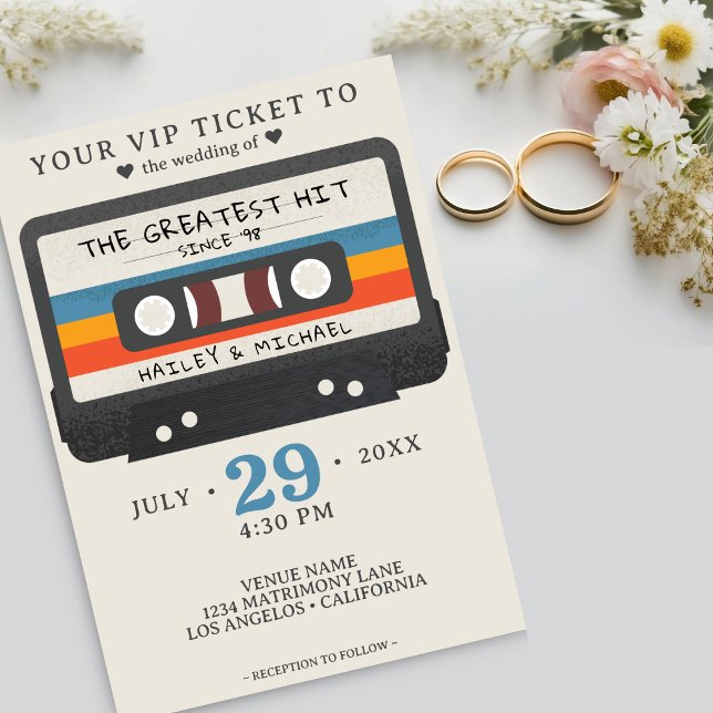 Retro Cassette Tape The Greatest Hit Wedding Invitation (Retro Cassette Tape The Greatest Hit Wedding Invitation)