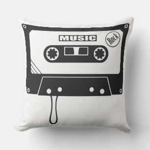 Retro Cassette Tape Throw Pillow – A Nostalgic Bea