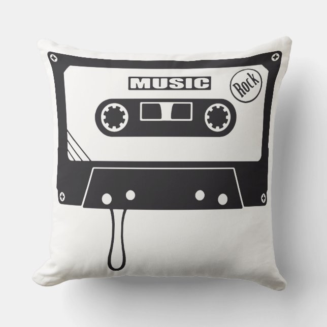 Retro Cassette Tape Throw Pillow – A Nostalgic Bea (Front)