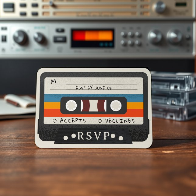 Retro Cassette Tape Wedding RSVP (Creator Uploaded)