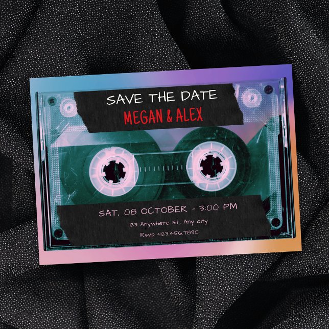 Retro cassette tape wedding save the date (Creator Uploaded)