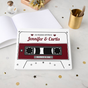 Retro Cassette Tape Wine Red Wedding  Guest Book