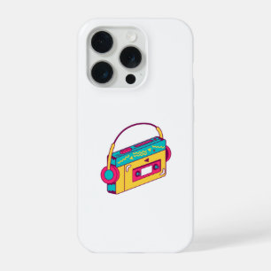 Retro Cassette Tape With Headphones 80s 90s Music iPhone 15 Pro Case