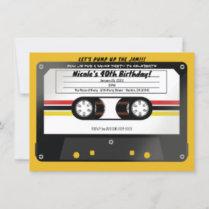 Retro Cassette Tape Yellow 90's Birthday Party Invitation