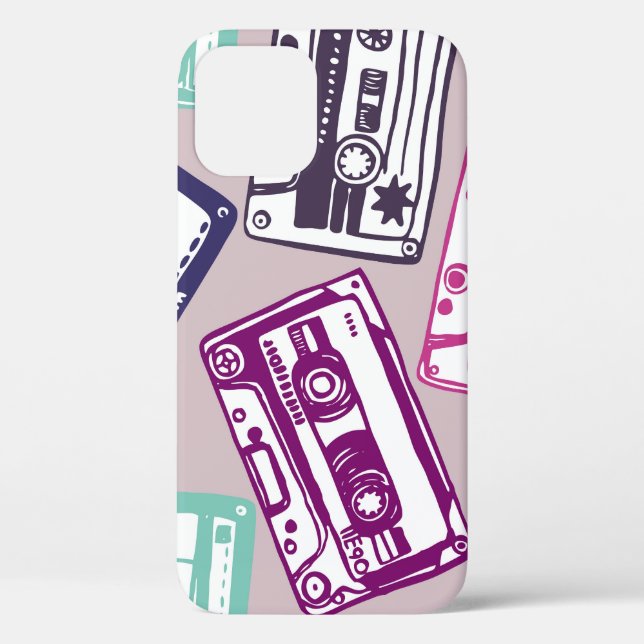 Retro cassette tapes, hand-drawn pattern. Case-Mate iPhone case (Back)
