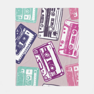 Retro cassette tapes, hand-drawn pattern. fleece blanket