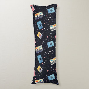 Retro Cassette Tapes in Cosmic Space Body Cushion
