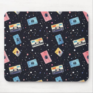 Retro Cassette Tapes in Cosmic Space Mouse Pad