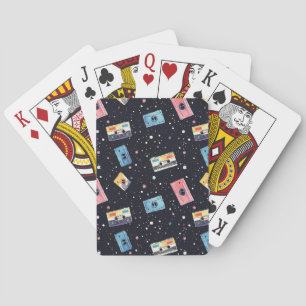 Retro Cassette Tapes in Cosmic Space Playing Cards