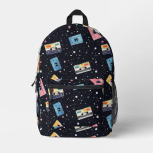 Retro Cassette Tapes in Cosmic Space Printed Backpack