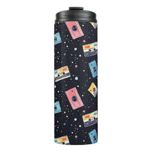 Retro Cassette Tapes in Cosmic Space Thermal Tumbler