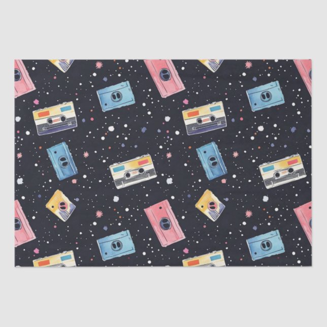 Retro Cassette Tapes in Cosmic Space Tissue Paper (Front)