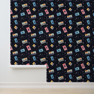 Retro Cassette Tapes in Cosmic Space Wallpaper