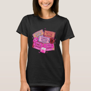 Retro Cassette Tapes Music Pink Heart Happy Valent T-Shirt