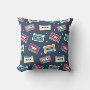 Retro Cassette Tapes Pattern Cushion
