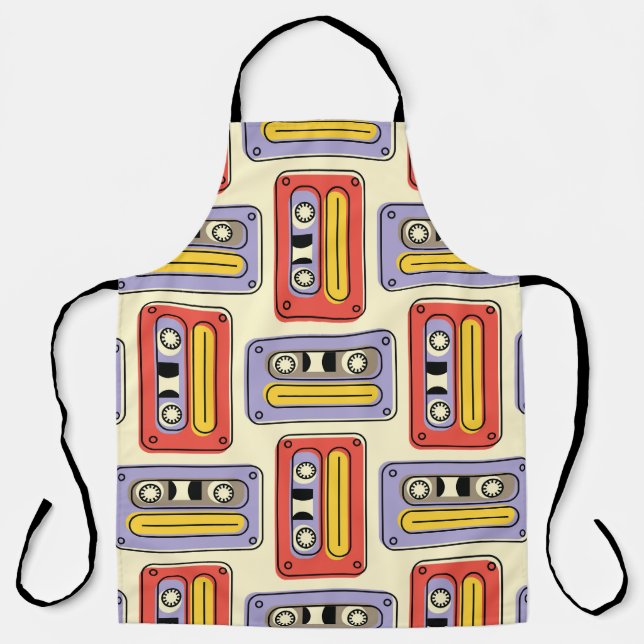Retro cassette tapes: seamless pattern. apron (Front)