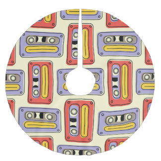Retro cassette tapes: seamless pattern. brushed polyester tree skirt