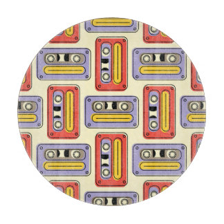 Retro cassette tapes: seamless pattern. cutting board