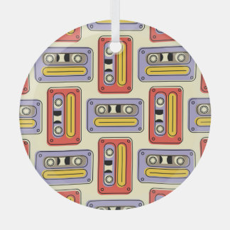 Retro cassette tapes: seamless pattern. glass tree decoration