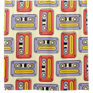 Retro cassette tapes: seamless pattern. shower curtain