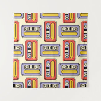 Retro cassette tapes: seamless pattern. tapestry