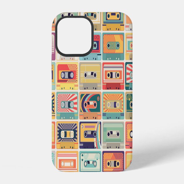 Retro Cassette Tapes Vintage Pattern. iPhone Case (Back)